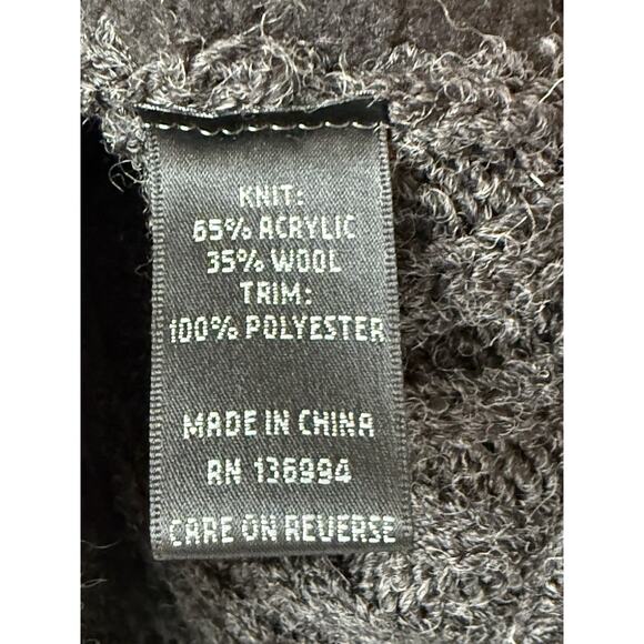 SIONI Anthropologie Cardigan Sweater Woman S BOHO Wool Blend Gray Crochet - Picture 4 of 7